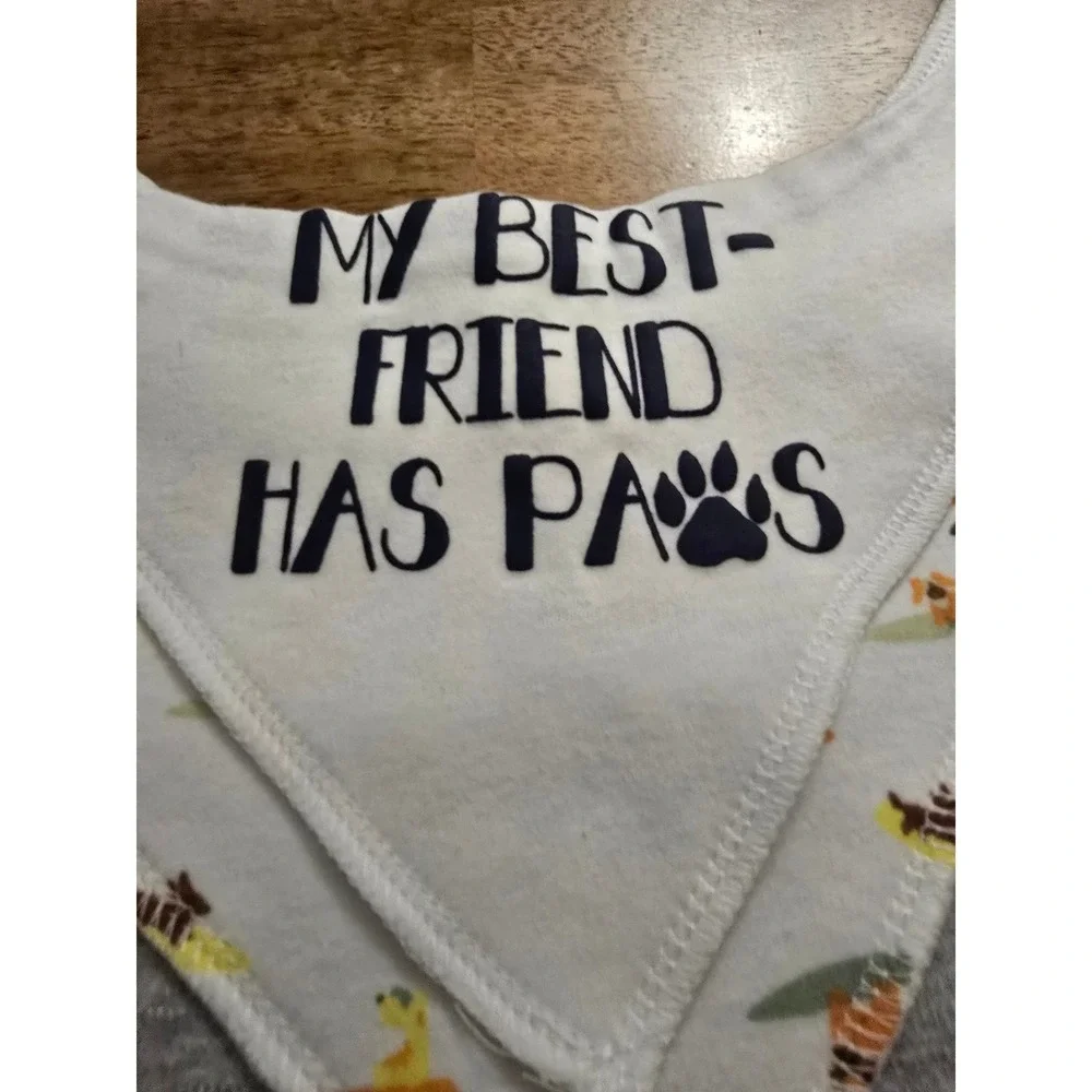 Modern Baby Bandana Bibs Set of 6 Dog Theme Blue Grey White Cotton Blend Snaps